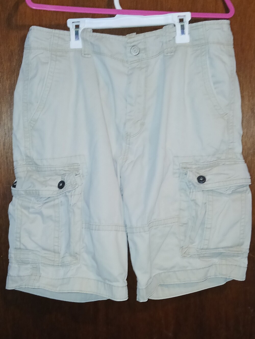 Old Navy Tan 100% Cotton Classic Length Cargo Shorts MISSING BELT!